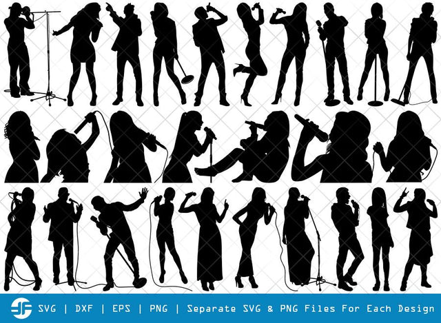 Singer SVG Cut Files | Singing People Silhouette Bundle SVG ETC Craft 