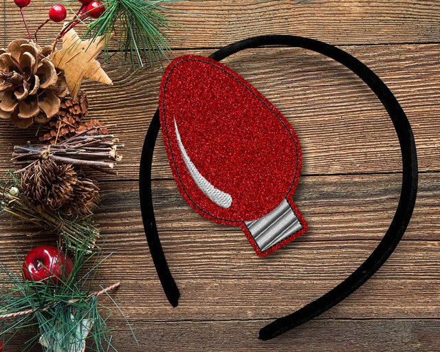 Single Christmas Light ITH Headband Slider Applique Embroidery Embroidery/Applique Designed by Geeks 