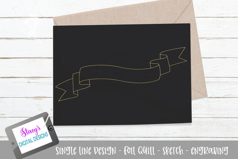 Single Line Banner Bundle - 6 Foil quill / Sketch File Banners SVG Stacy's Digital Designs 