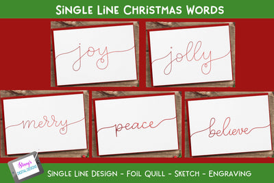 Single Line Christmas Word Bundle - 5 foil quill designs SVG Stacy's Digital Designs 
