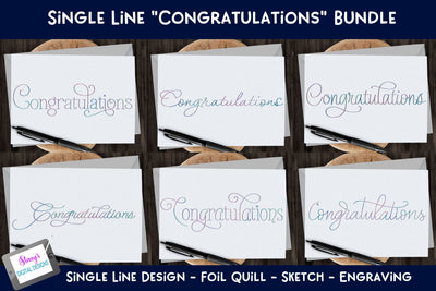 Single Line Congratulations Bundle | 6 foil quill designs SVG Stacy's Digital Designs 