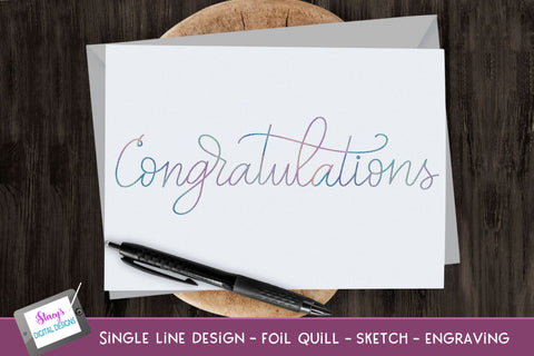 Single Line Congratulations Bundle | 6 foil quill designs SVG Stacy's Digital Designs 