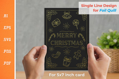 Single Line Design 5x7 inch Christmas Card for Foil Quill 1 SVG Slim Studio 