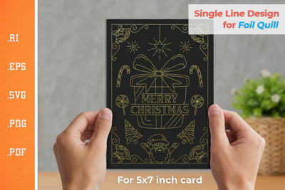 Single Line Design 5x7 inch Christmas Card for Foil Quill 8 SVG Slim Studio 
