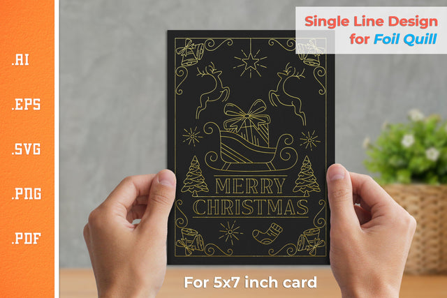 Single Line Design 5x7 inch Christmas Card for Foil Quill 9 SVG Slim Studio 
