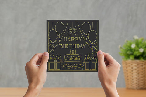 Single Line Design Birthday Card for Foil Quill SVG Slim Studio 