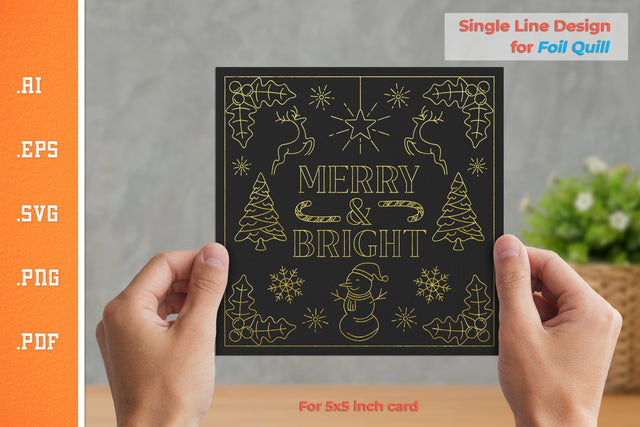 Single Line Design Christmas Card for Foil Quill 2 SVG Slim Studio 