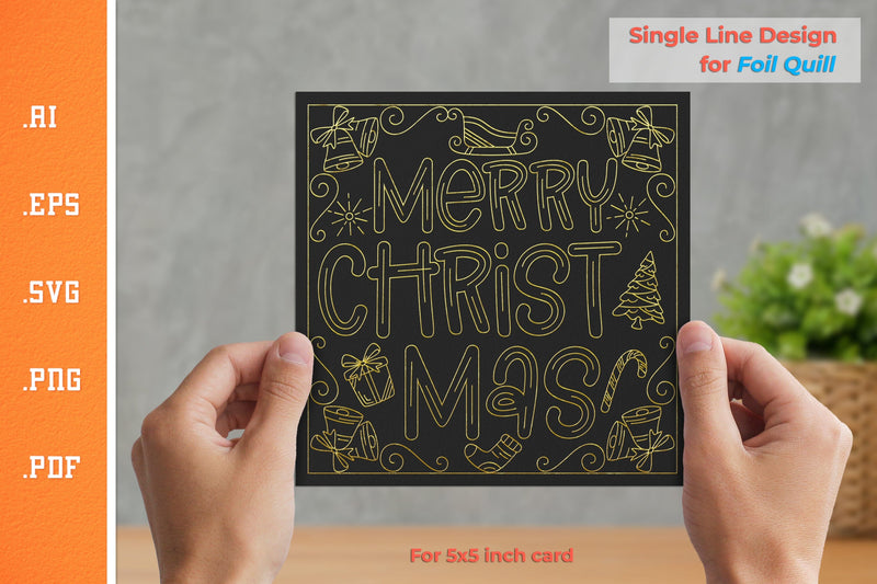 Single Line Design Christmas Card for Foil Quill 5 SVG Slim Studio 