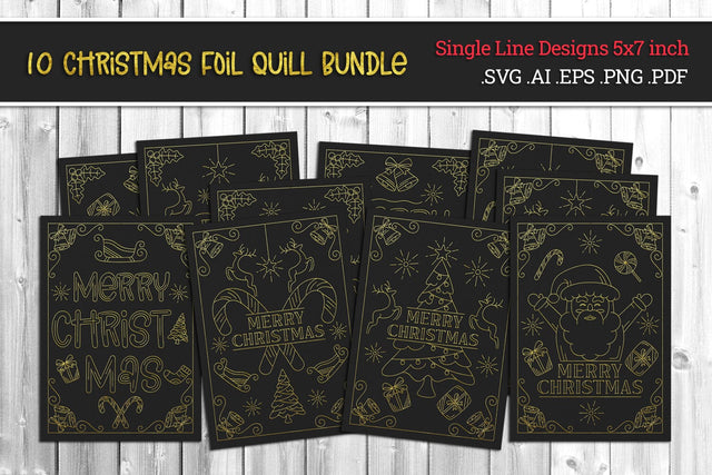 Single Line Design Christmas Card for Foil Quill Bundle SVG Slim Studio 