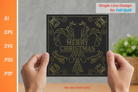 Single Line Design Christmas Card SVG for Foil Quill BUNDLE SVG Slim Studio 