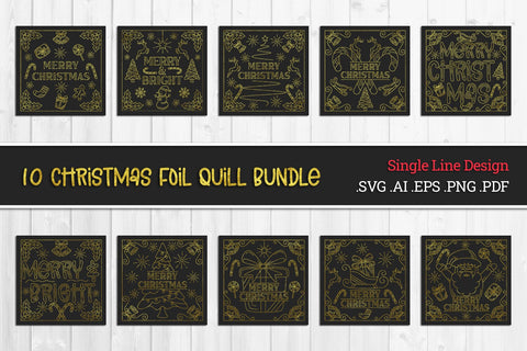 Single Line Design Christmas Card SVG for Foil Quill BUNDLE SVG Slim Studio 