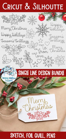 Single Line Design Christmas SVG Bundle SVG Wispy Willow Designs 
