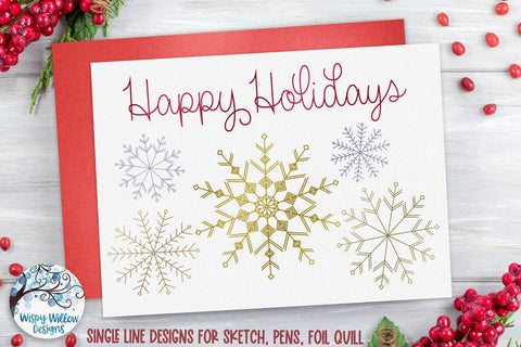 Single Line Design Christmas SVG Bundle SVG Wispy Willow Designs 