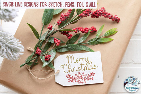 Single Line Design Christmas SVG Bundle SVG Wispy Willow Designs 