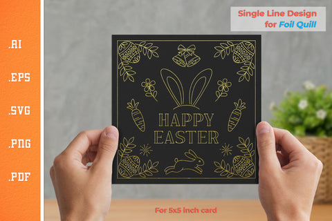 Single Line Design Easter Cards for Foil Quill BUNDLE SVG Slim Studio 