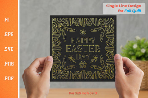 Single Line Design Easter Cards for Foil Quill BUNDLE SVG Slim Studio 