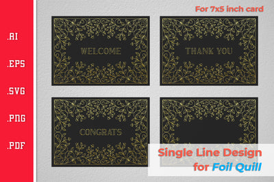 Single Line Design Greeting Cards For Foil Quill SVG Slim Studio 