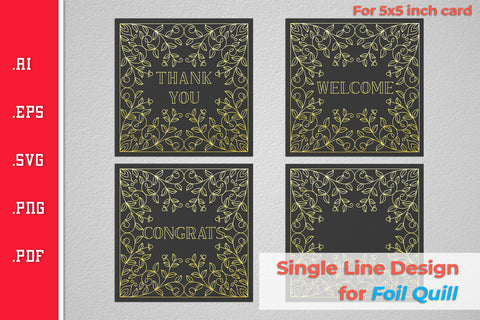 Single Line Design Greeting Cards For Foil Quill SVG Slim Studio 
