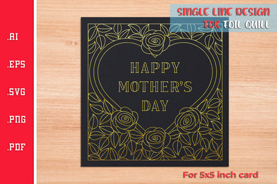 Single Line Design Happy Mother's Day For Foil Quill 1 SVG Slim Studio 