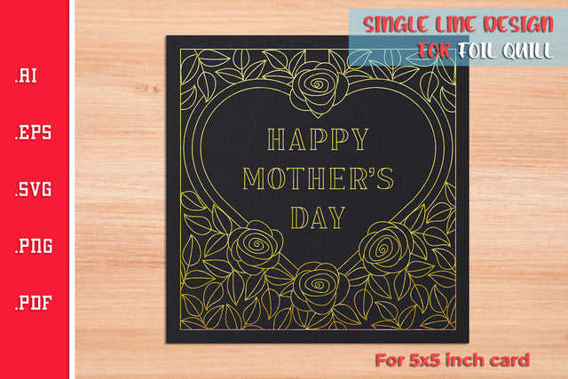 Single Line Design Happy Mother's Day For Foil Quill 1 SVG Slim Studio 