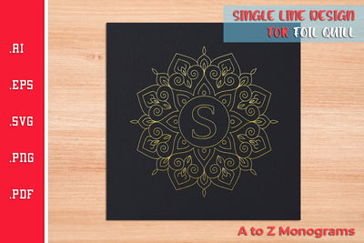 Single Line Design Mandala Monograms A to Z SVG For Foil Quill SVG Slim Studio 