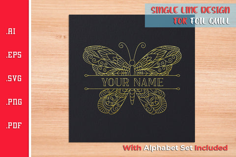 Single Line Design Split Butterfly For Foil Quill SVG SVG Slim Studio 