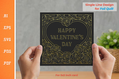 Single Line Design Valentine Card for Foil Quill 1 SVG Slim Studio 