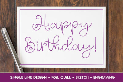 Single Line Happy Birthday Design | Foil Quill | Sketch | Engraving SVG Stacy's Digital Designs 
