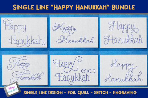 Single Line Happy Hanukkah Bundle - 6 foil quill designs SVG Stacy's Digital Designs 