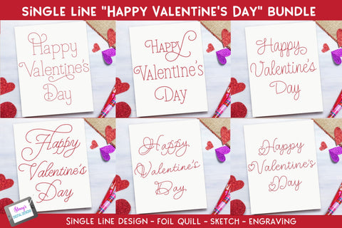 Single Line Happy Valentine's Day Bundle | 6 designs SVG Stacy's Digital Designs 