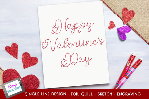 Single Line Happy Valentine's Day Bundle | 6 designs SVG Stacy's Digital Designs 