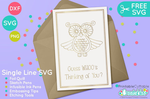 Single Line Owl SVG - Foil Quill | Sketch Pens SVG Printable Cuttable Creatables 