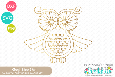Single Line Owl SVG - Foil Quill | Sketch Pens SVG Printable Cuttable Creatables 