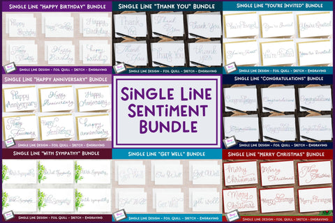 Single Line Sentiment Bundle | Single Line Greeting Card SVG SVG Stacy's Digital Designs 