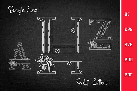 Single Line Split Alphabets A to Z SVG for Foil Quill SVG Slim Studio 