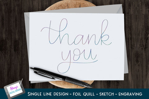 Single Line Thank You Bundle | 6 foil quill designs SVG Stacy's Digital Designs 