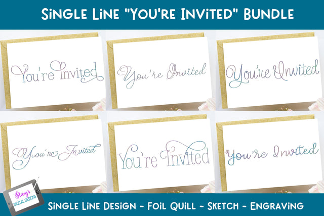 Single Line You're Invited Bundle | Single Line Invitations SVG Stacy's Digital Designs 