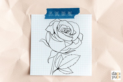 Single Rose Line Art SVG Graphic Floral Clipart SVG dapiyupi store 