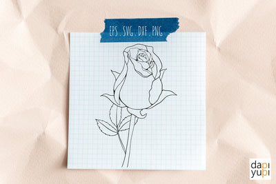 Single Rose Line Art SVG Graphic Floral Clipart SVG dapiyupi store 