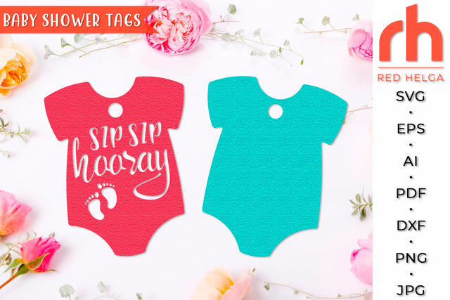 Sip Sip Hooray SVG - Baby Shower Tags Cut File SVG RedHelgaArt 