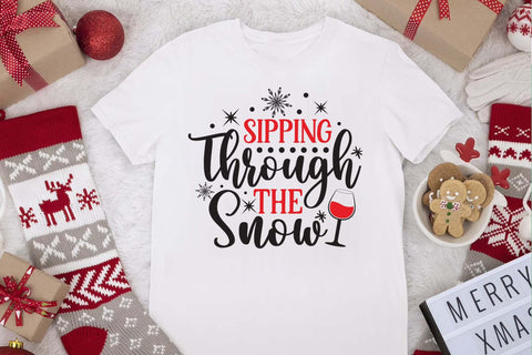 Sipping through the Snow svg, Christmas drinkware svg, Sipping Through svg, Merry Christmas Svg, Funny Christmas Svg, Christmas Wine Svg, Wine Quote Svg SVG Isabella Machell 