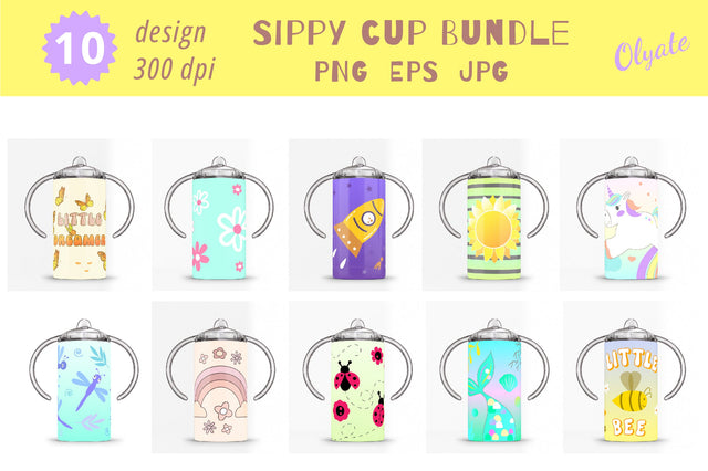 Sippy Cup Sublimation Bundle. Sippy Cup designs. SVG Olga Terlyanskaya 