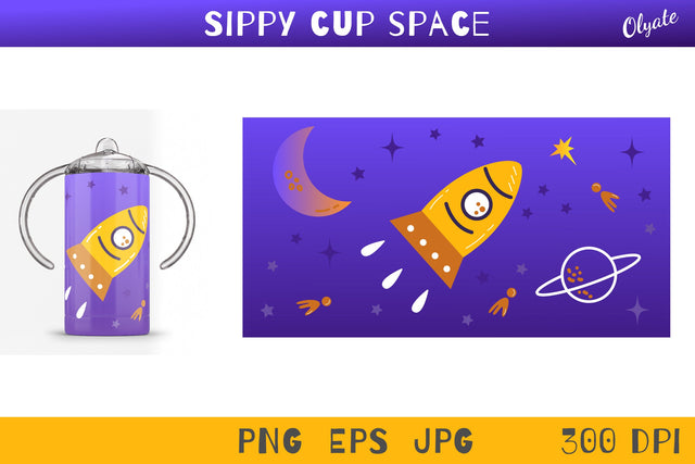 Sippy Cup Sublimation. Kids Tumbler. Sippy Cup Space SVG Olga Terlyanskaya 
