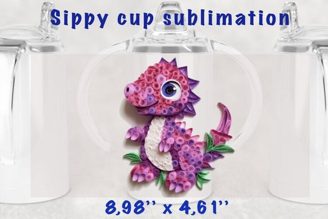 Sippy cup sublimation wrap / 3d baby dinosaur png / quilling Sublimation Angelina Semenova 