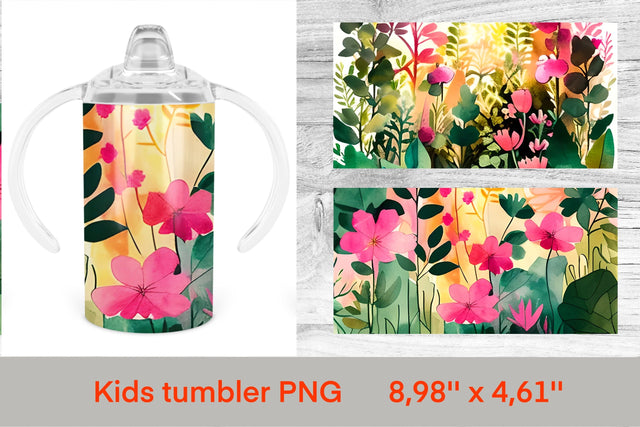 Sippy tumbler sublimation | Flower kids tumbler Sublimation Svetana Studio 
