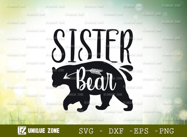 Sister Bear | Sister | Bear | Bear Family | Typography Design | T-shirt Design SVG Unique Zone 
