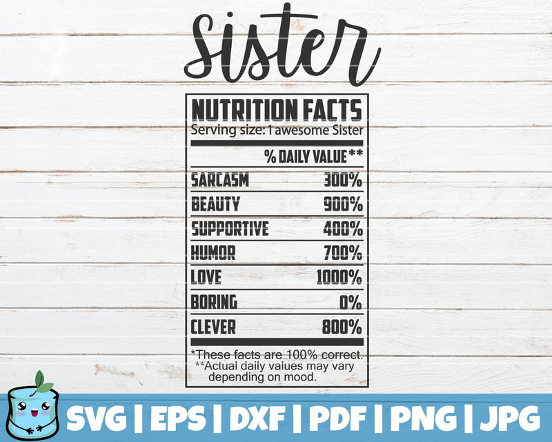 Sister Nutrition Facts SVG MintyMarshmallows 