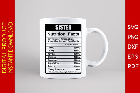 Sister Nutrition Facts SVG PNG PDF Cut File SVG Creativedesigntee 
