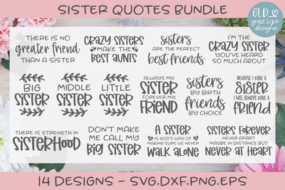 Sister Quotes Bundle - 14 Designs SVG Grace Lynn Designs 