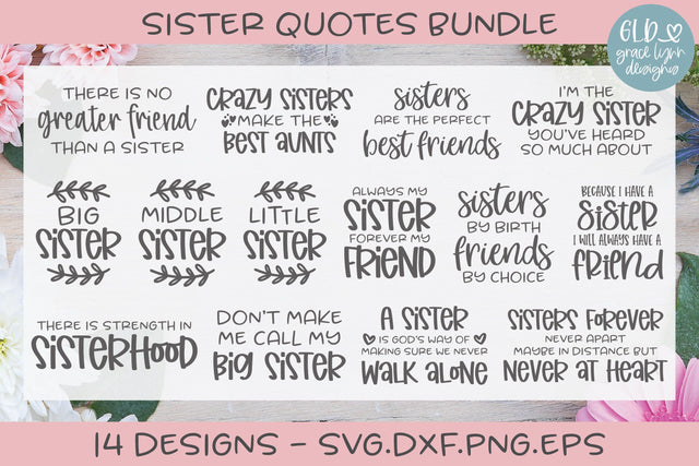 Sister Quotes Bundle - 14 Designs SVG Grace Lynn Designs 
